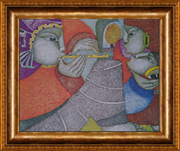 Flauteros Del Sol - Oil on Canvas